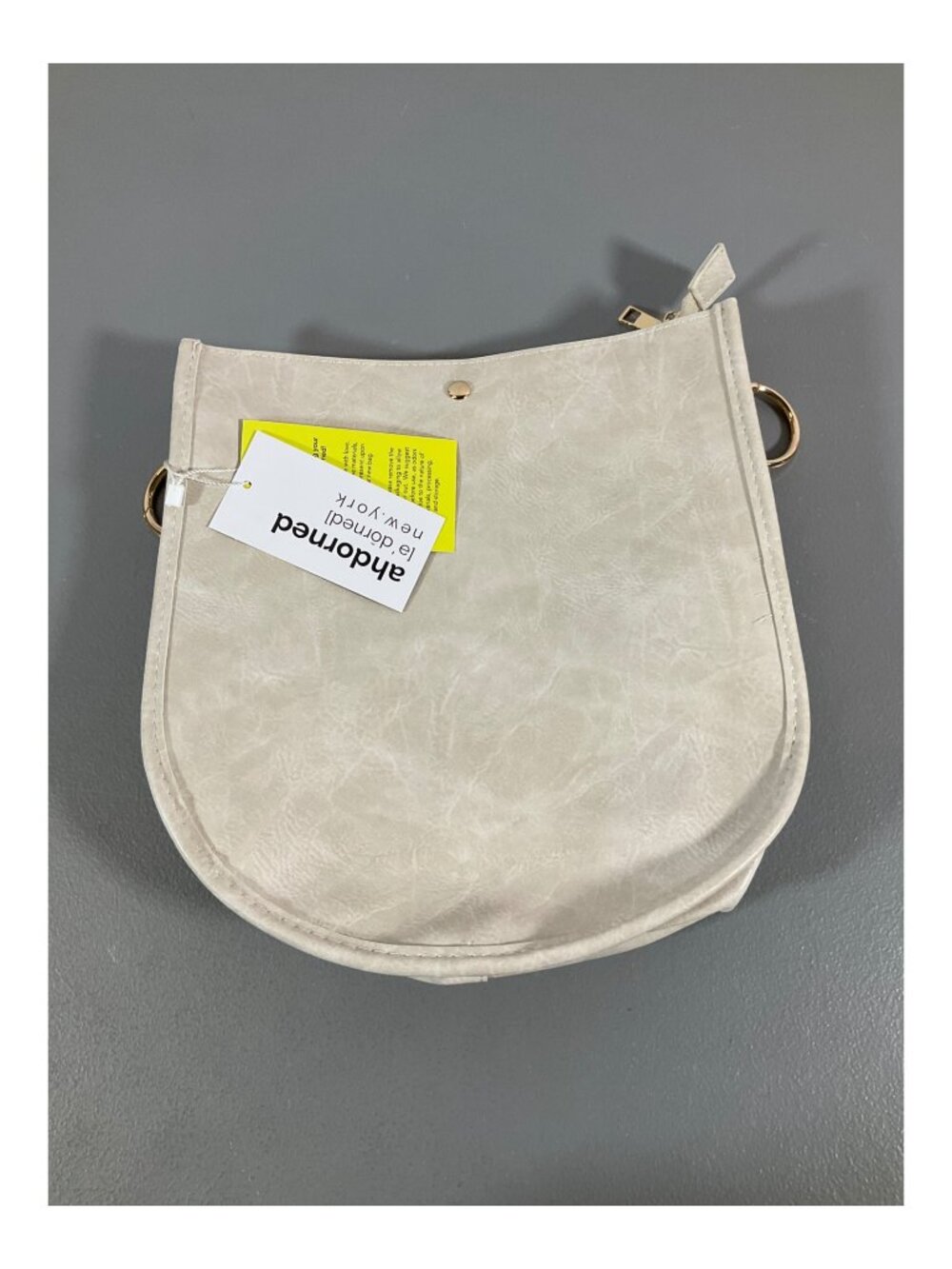 ahdorned Cream U-Shaped Messenger Bag with Dual Straps and Pouch, Unisex, Gold-T